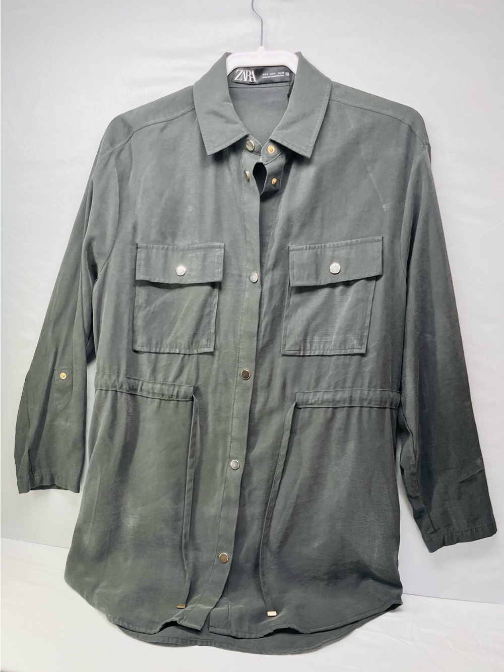 ZARA  Gray  Utility Shirt-Jacket with Flap Pockets